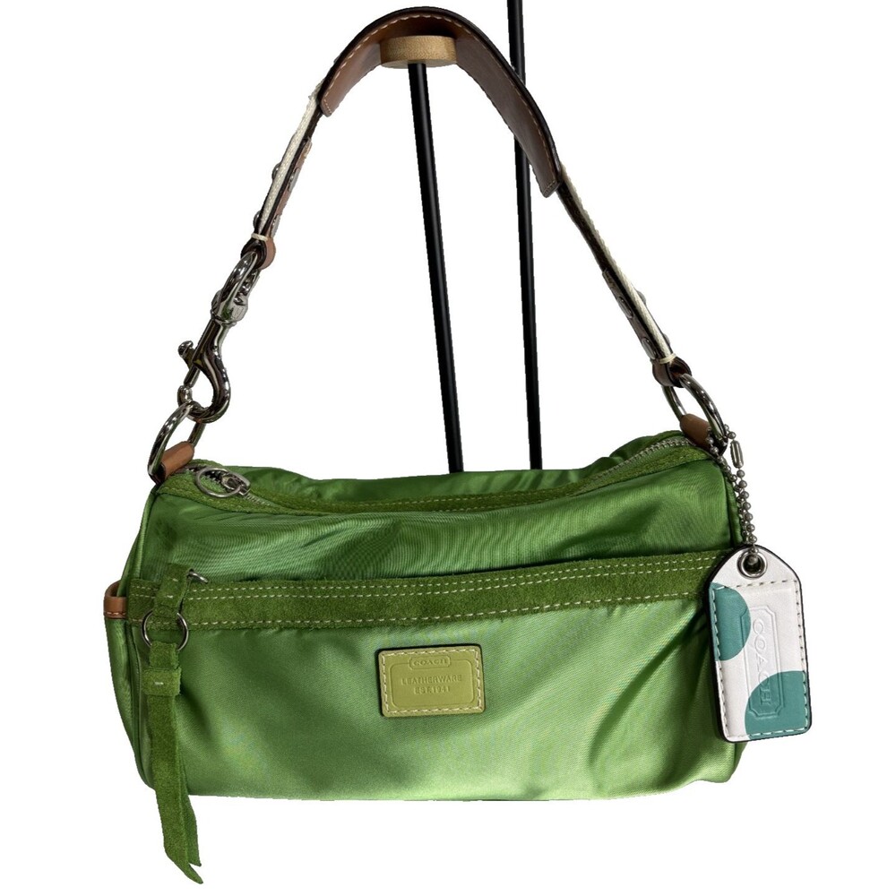 Coach Green Sateen / Leather trim Mini Barrel Bag Vintage 2006 RARE - Picture 14 of 14
